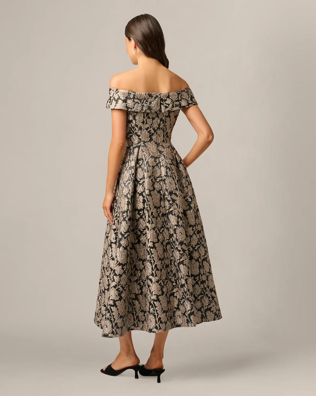 off-shoulder a-line maxi mother of the bride dress - image 6