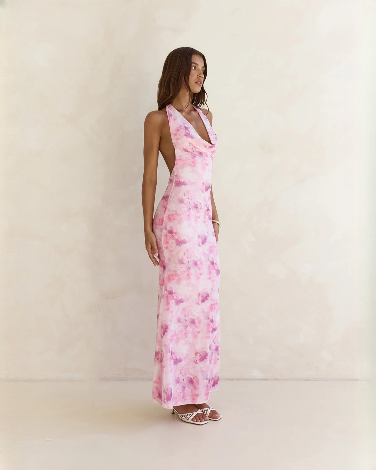 halter neck mesh a-line maxi bridesmaid dress - image 6