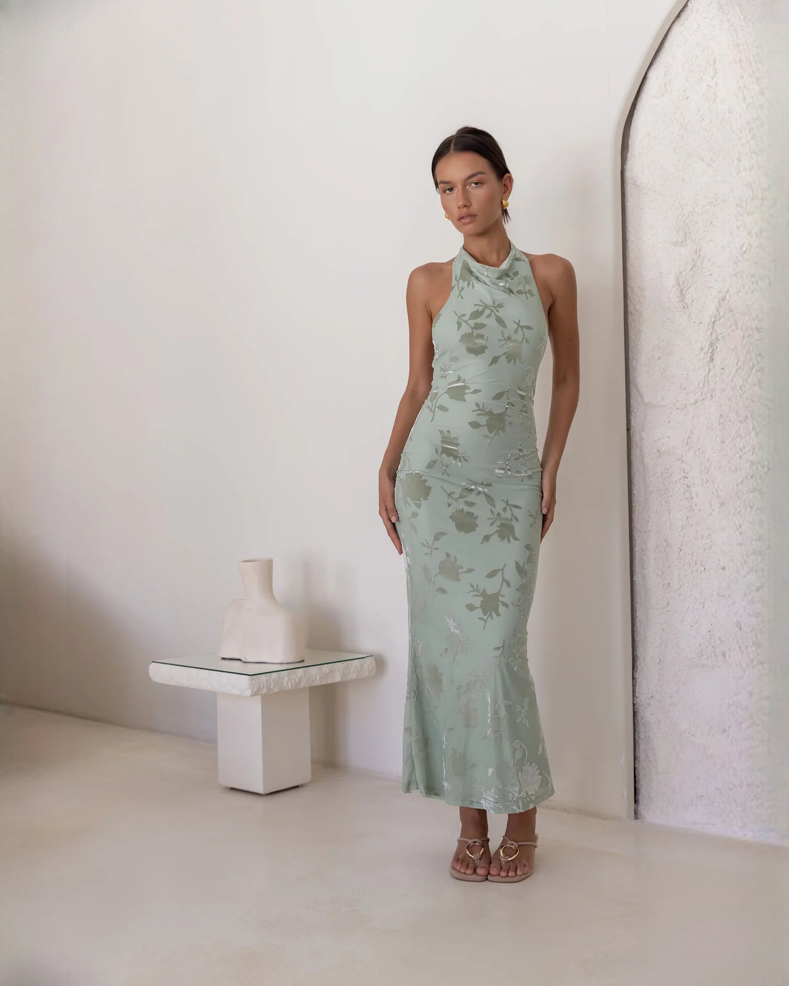 sleeveless mesh a-line maxi bridesmaid dress - image 6