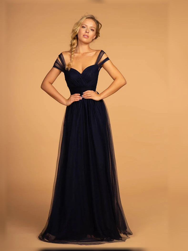 Ink Blue floor-length bridesmaid dress, alternate view showing the full-length profile