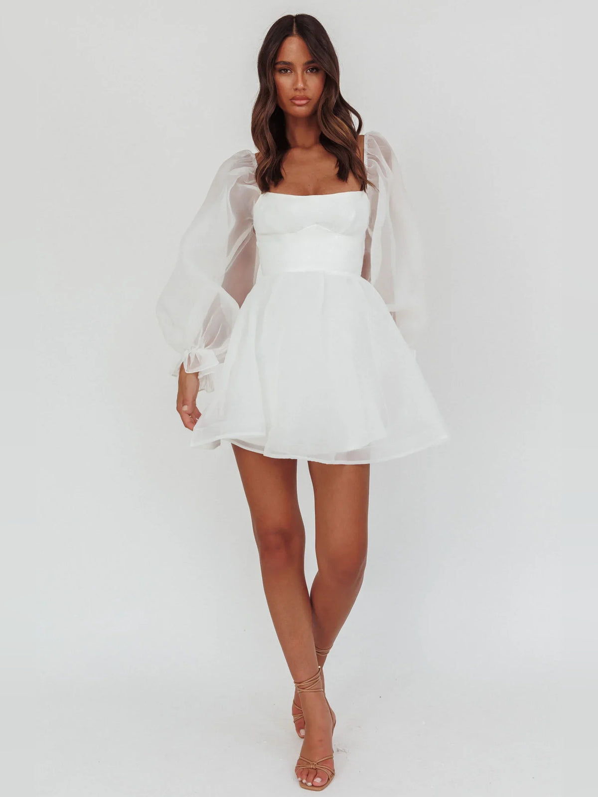 Light Blue mini homecoming dress, alternate view showing the full-length profile