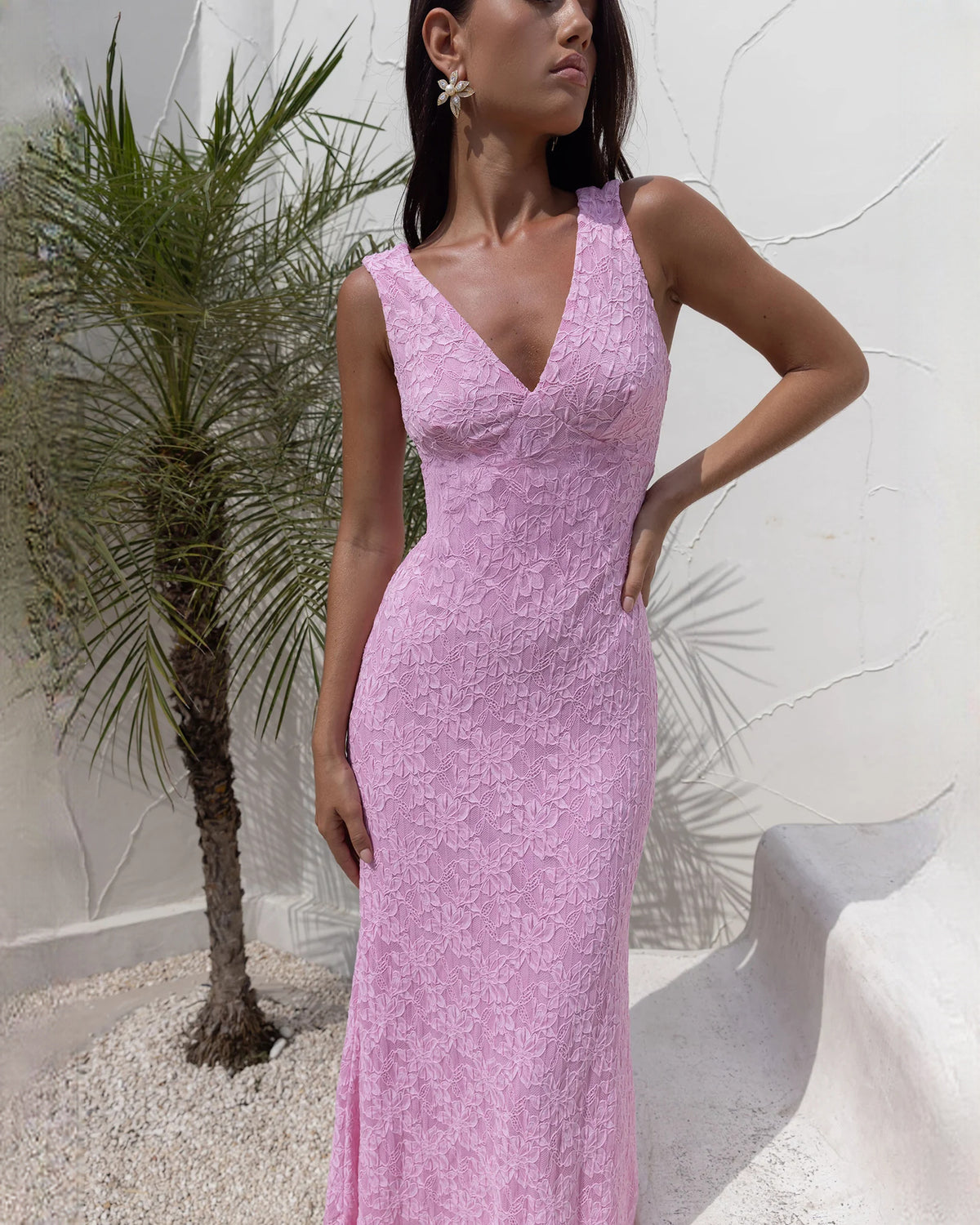 sleeveless mesh a-line maxi bridesmaid dress - image 6