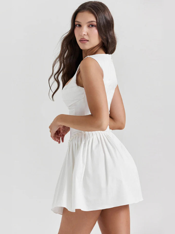 Orange mini homecoming dress, alternate view showing the full-length profile