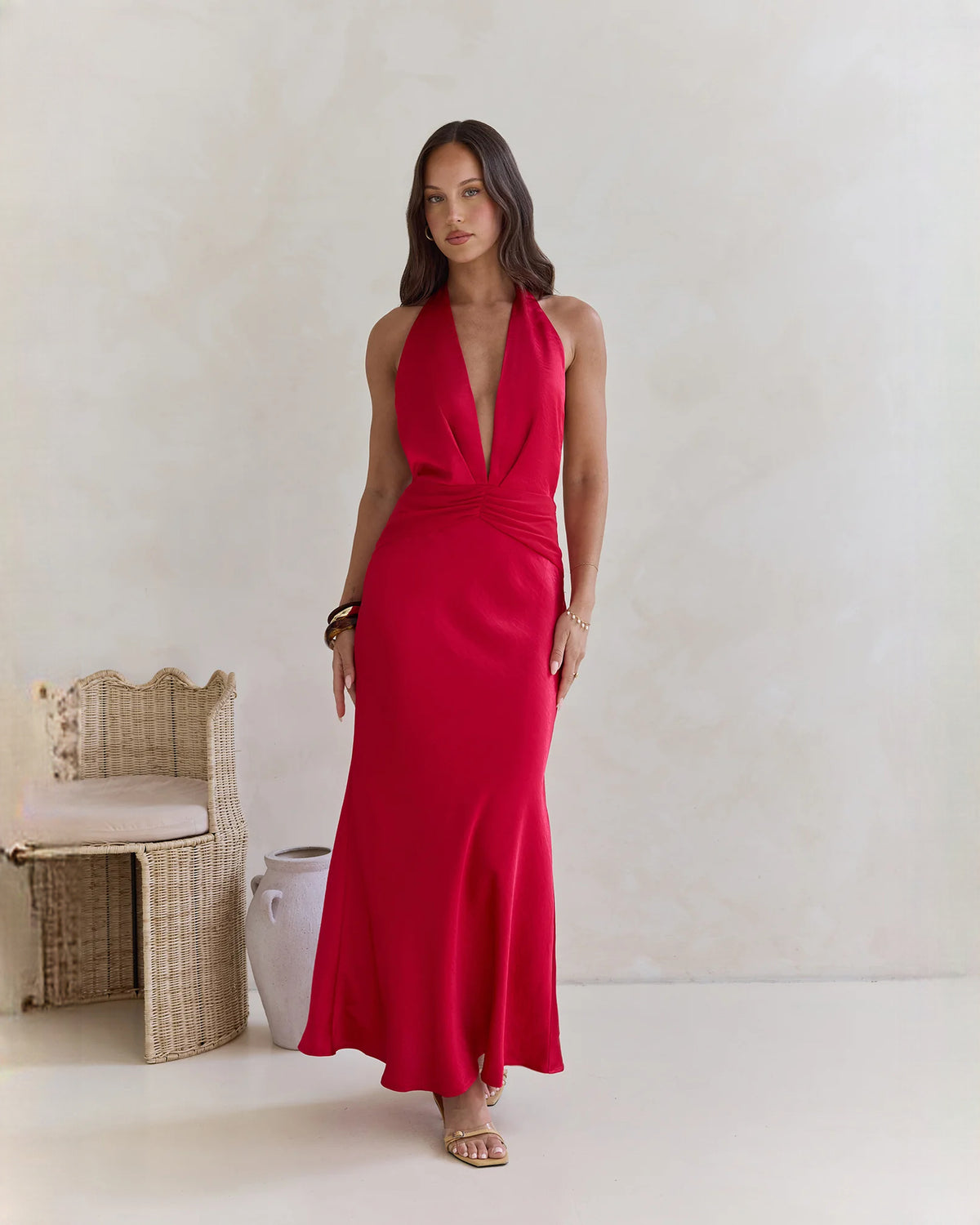 halter neck satin a-line maxi bridesmaid dress - image 6