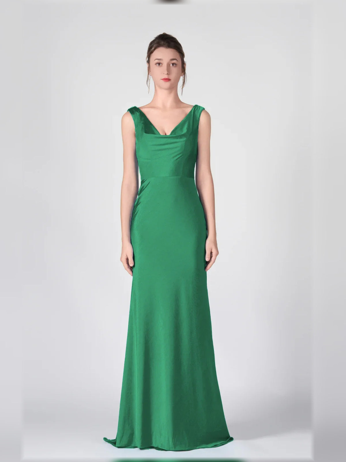 Green mermaid floor-length formal dress with V-neckline, alternate view