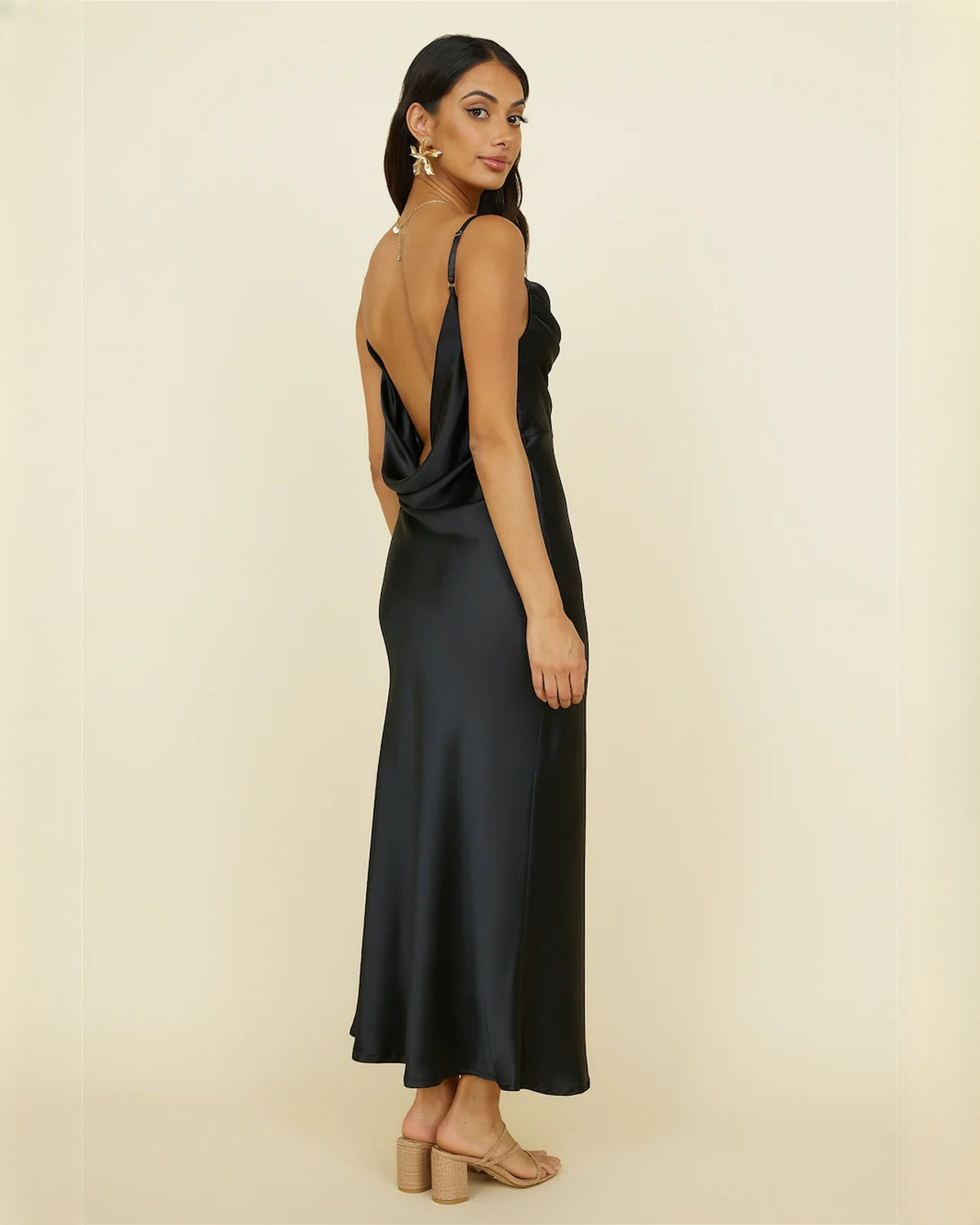 sleeveless satin a-line maxi bridesmaid dress - image 6
