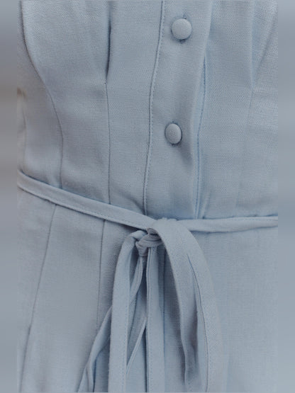Cornflower Blue midi formal dress, alternate view showing the hem