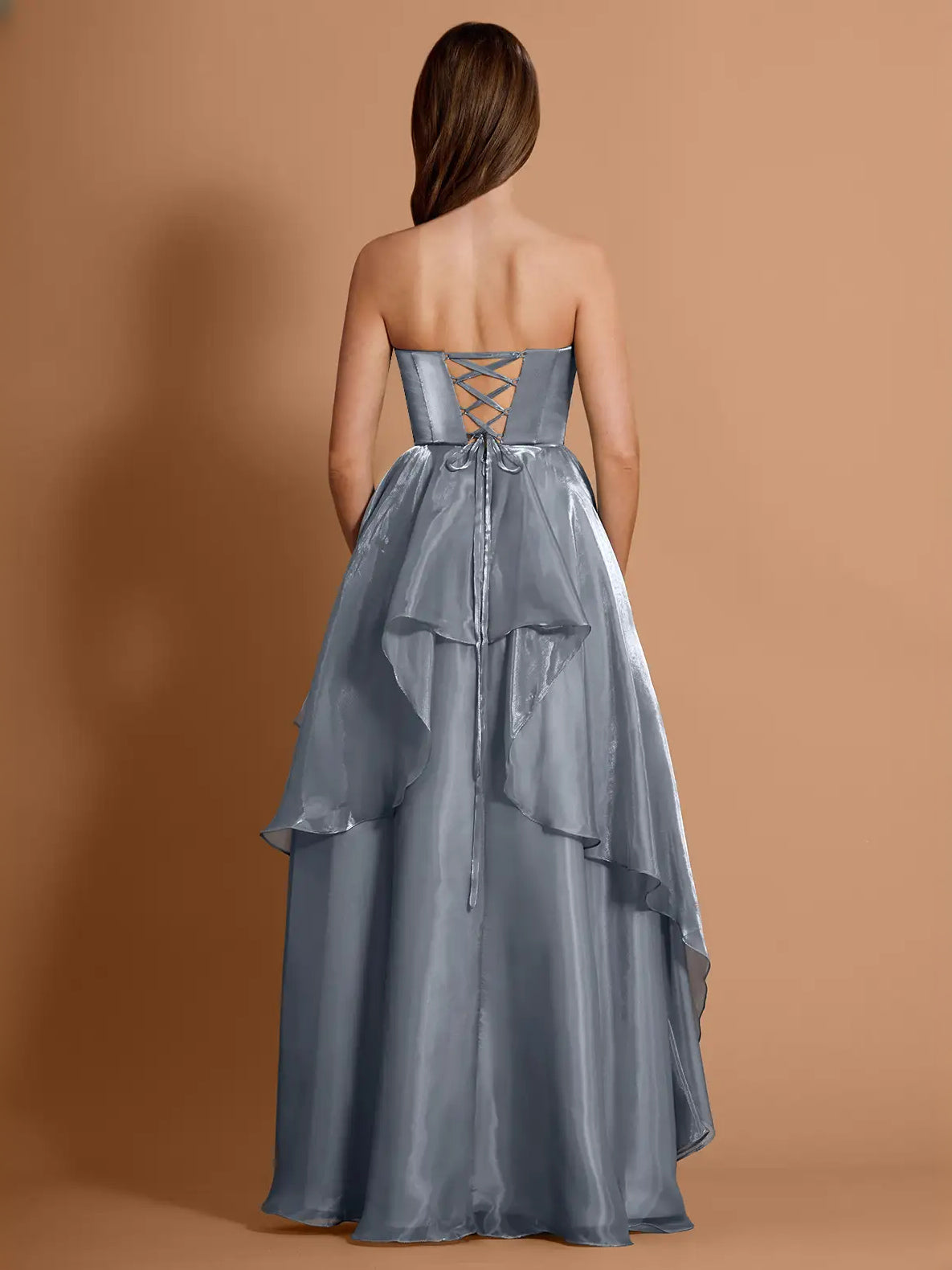 Teal maxi prom dress, alternate view showing the full-length profile