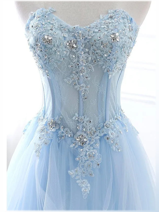Sky Blue floor-length prom dress, alternate view showing the full-length profile