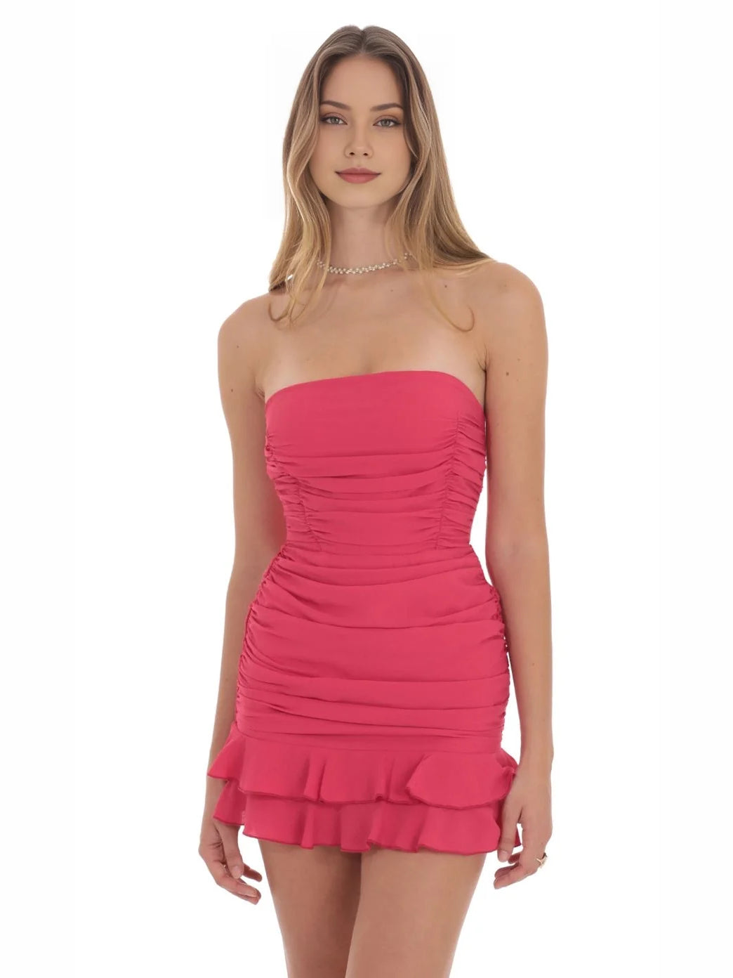 Sky Blue mini homecoming dress, alternate view showing the full-length profile