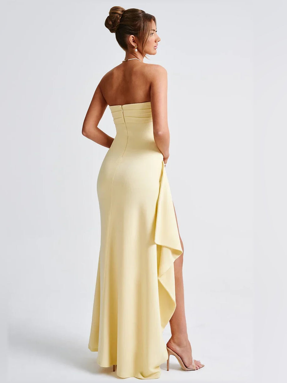 Lemon mermaid floor-length formal dress with skirt slit, alternate view