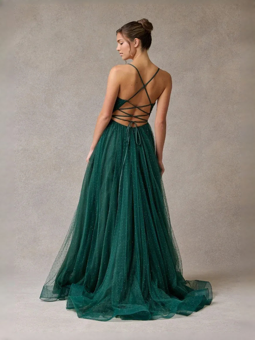 Grape floor-length prom dress, alternate view showing the full-length profile