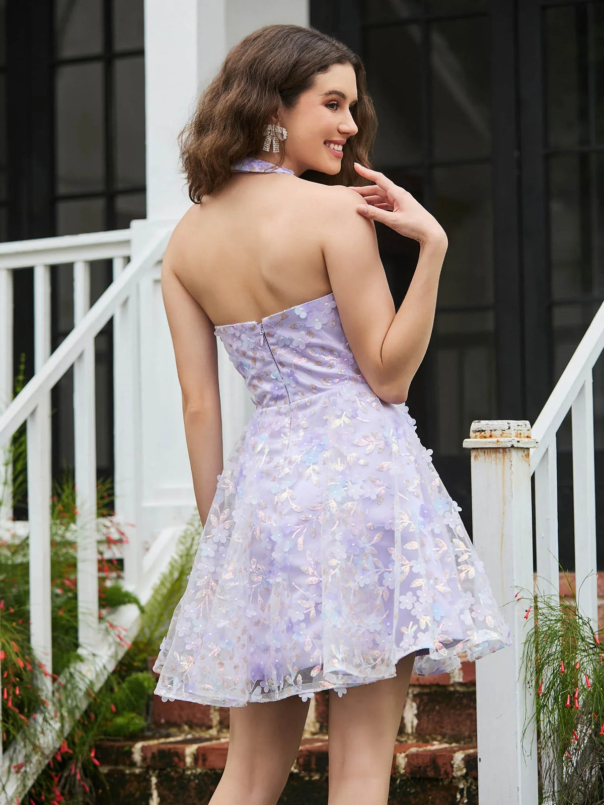 Blush Pink mini homecoming dress, alternate view showing the full-length profile