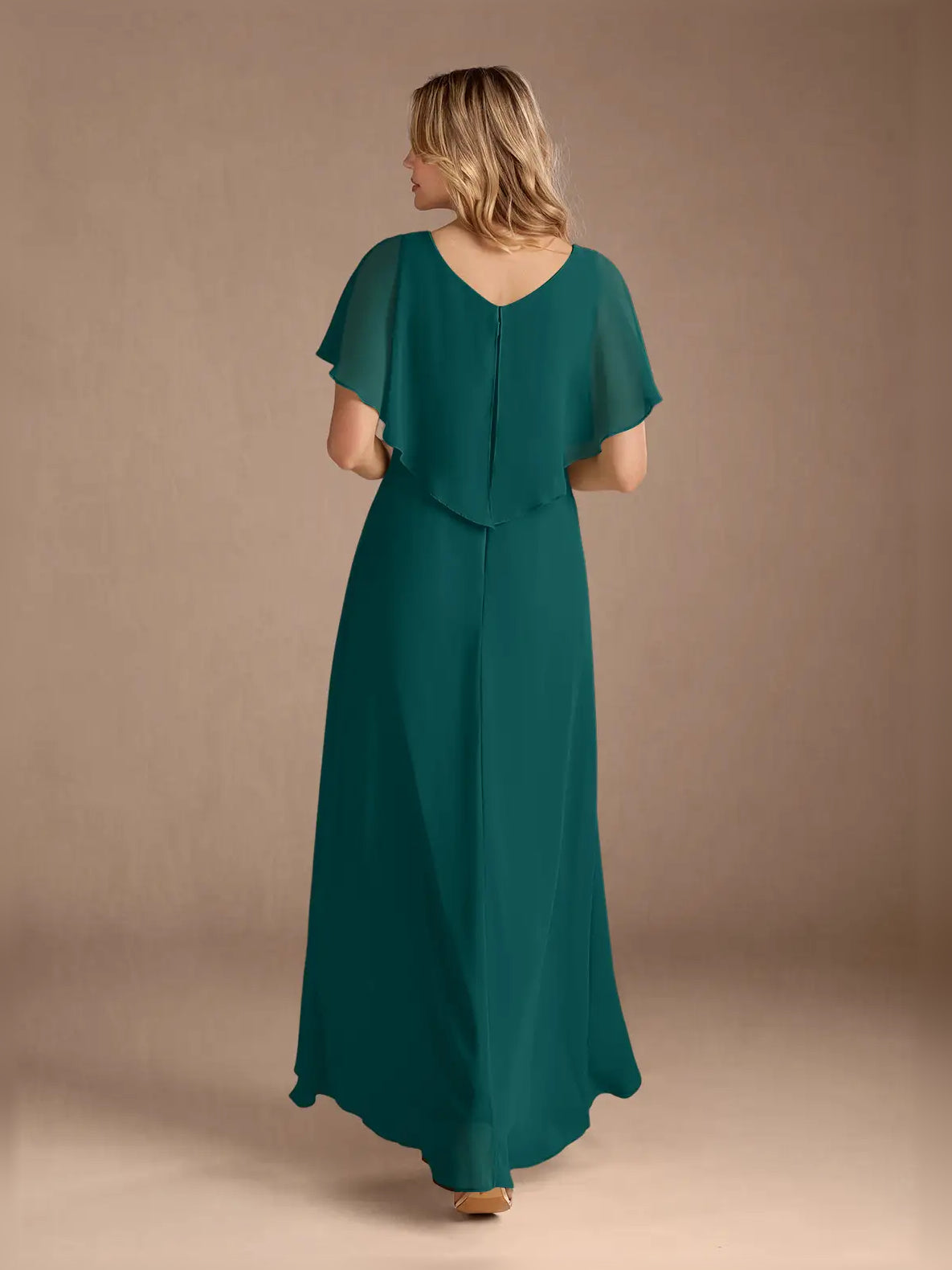 Royal Blue high-low mother of the bride dress, alternate view showing the full-length profile