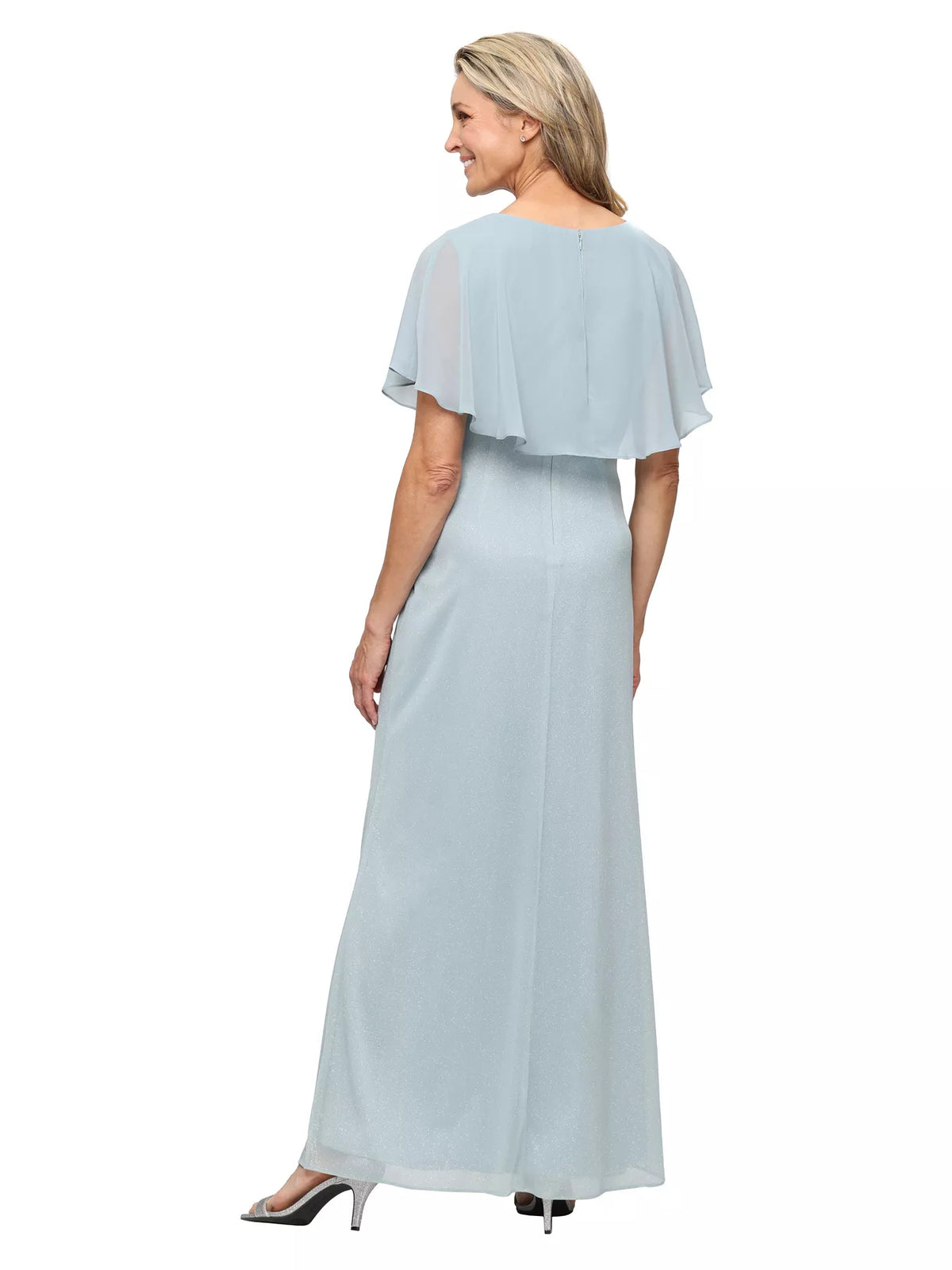 Navy Blue floor-length mother of the bride dress, alternate view showing the full-length profile