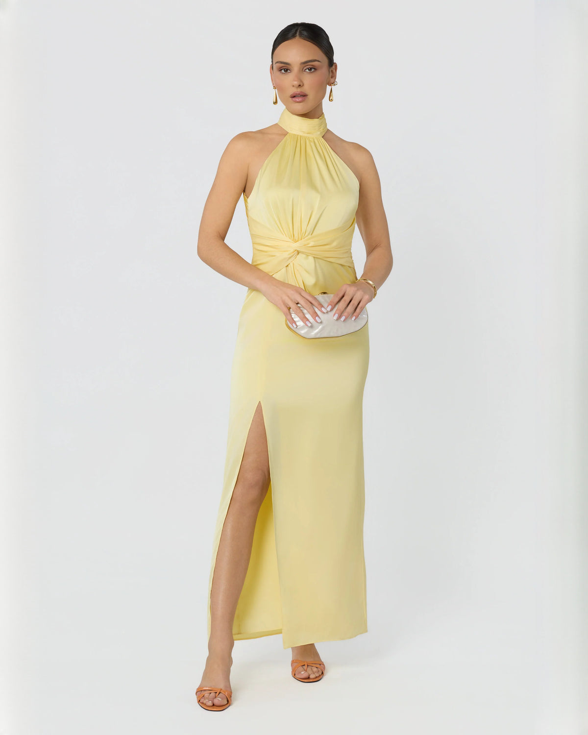 halter neck satin a-line maxi bridesmaid dress - image 6