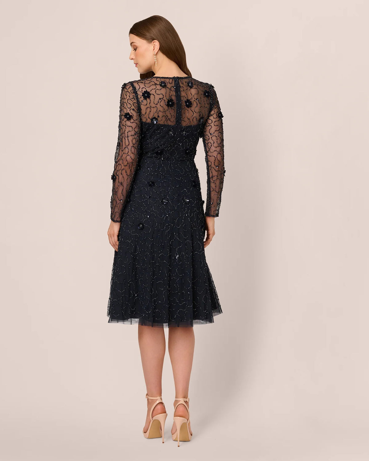 long-sleeve a-line midi mother of the bride dress - image 6