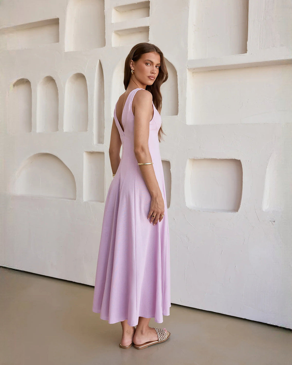 sleeveless satin a-line maxi bridesmaid dress - image 6