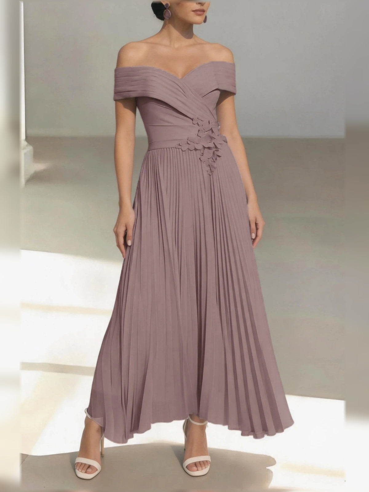 Dusk midi mother of the bride dress, alternate view showing the full-length profile