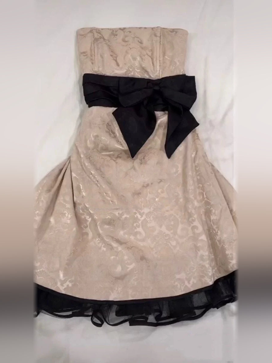 Ivory white mini homecoming dress, alternate view showing the full-length profile
