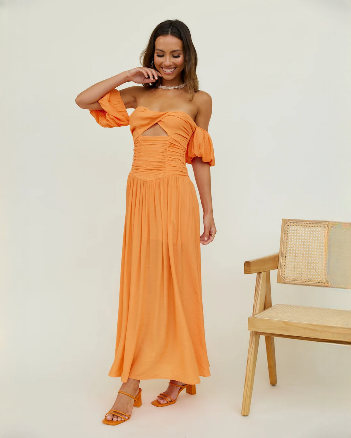 sleeveless chiffon a-line maxi bridesmaid dress - image 6