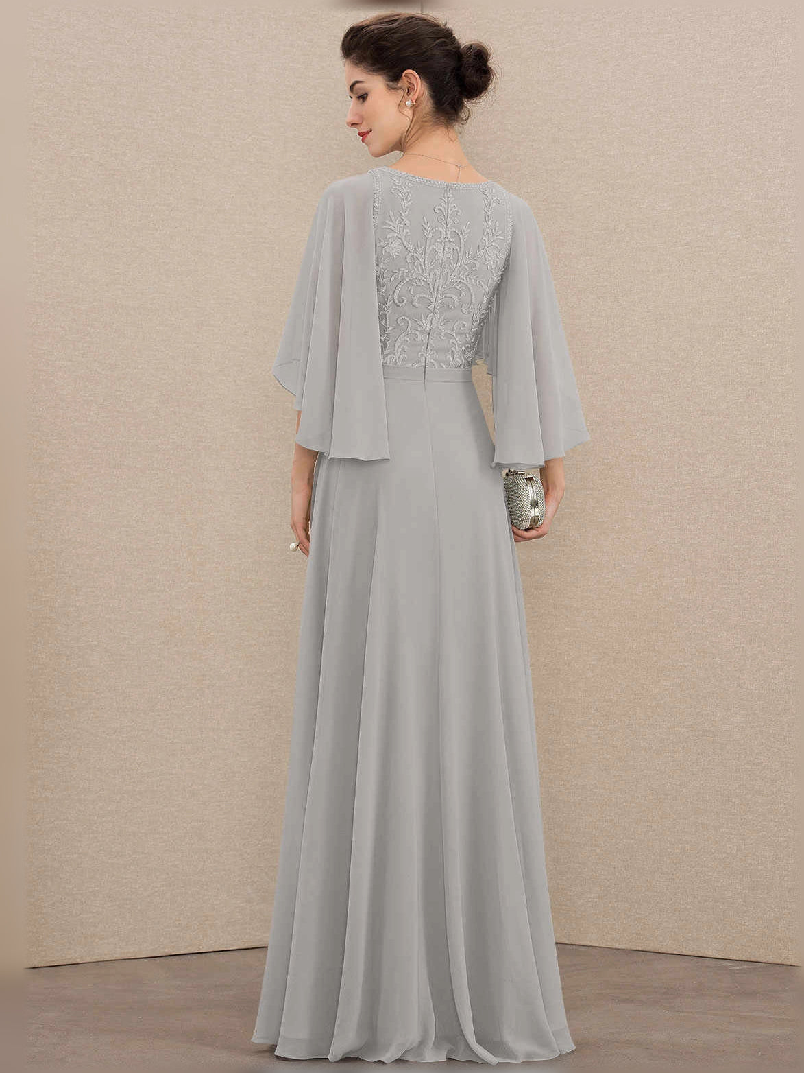 Deep Purple floor-length mother of the bride dress, alternate view showing the full-length profile