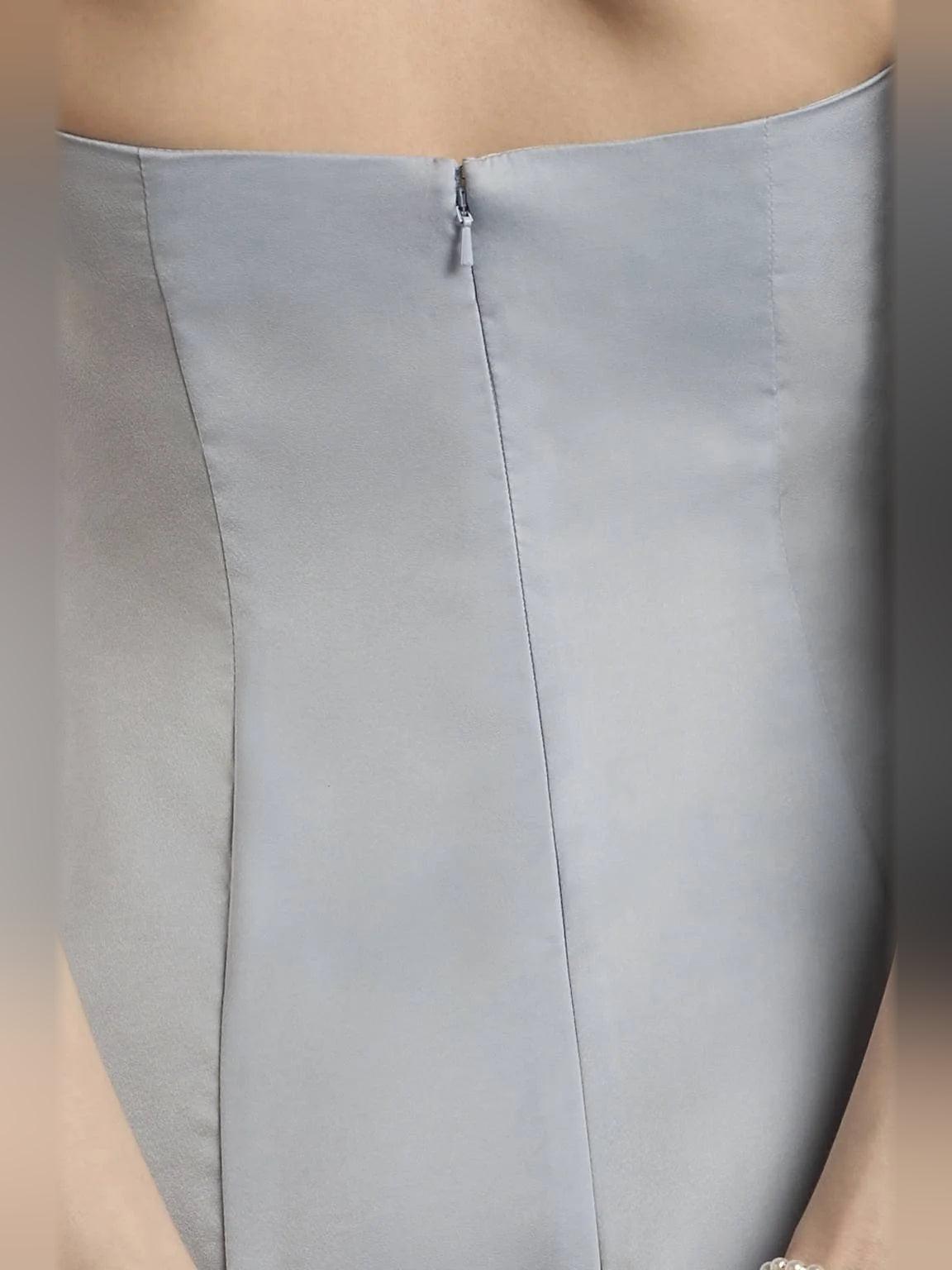 Blue mini homecoming dress, alternate view showing the full-length profile