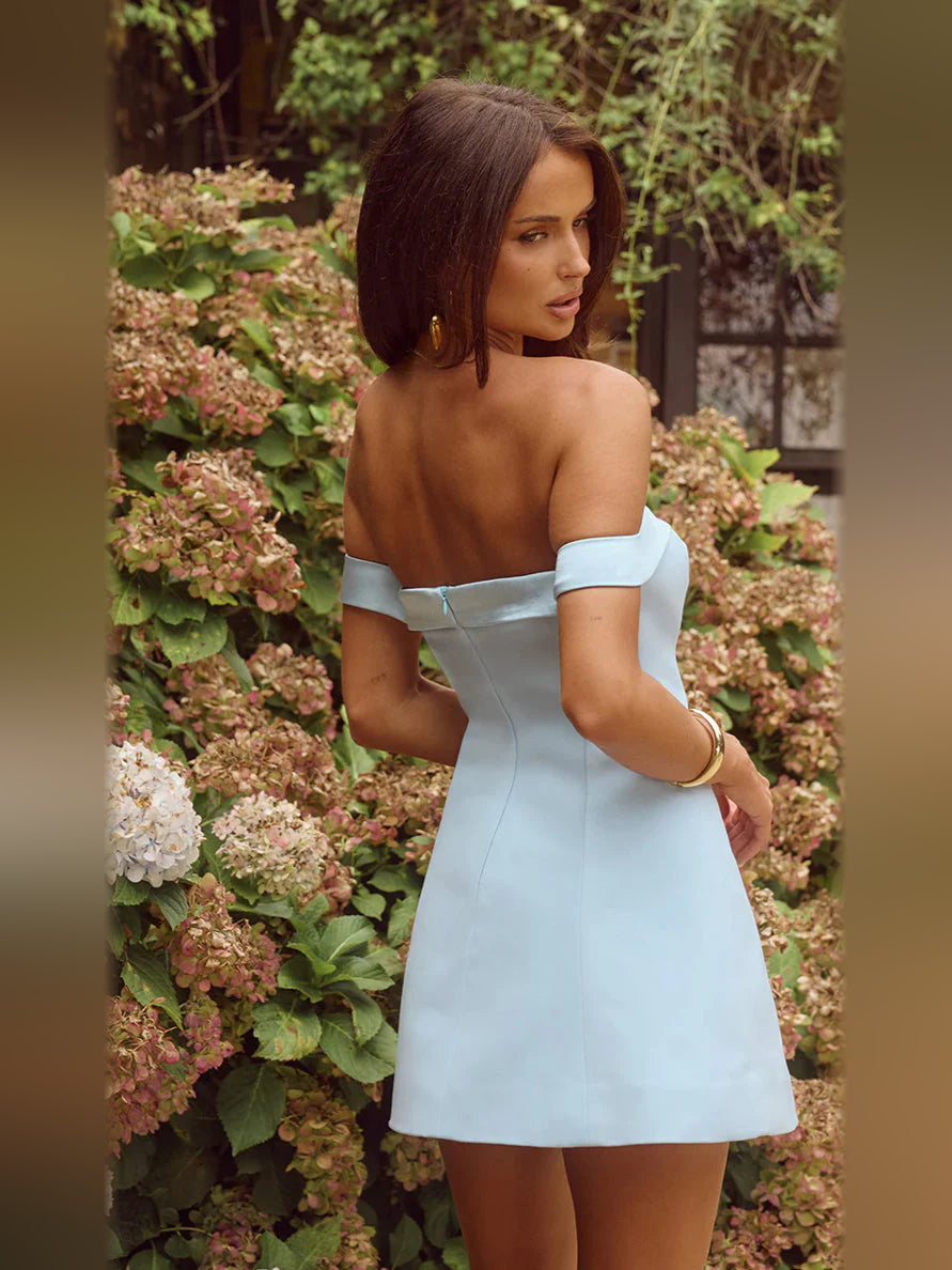 Pink mini homecoming dress, alternate view showing the full-length profile