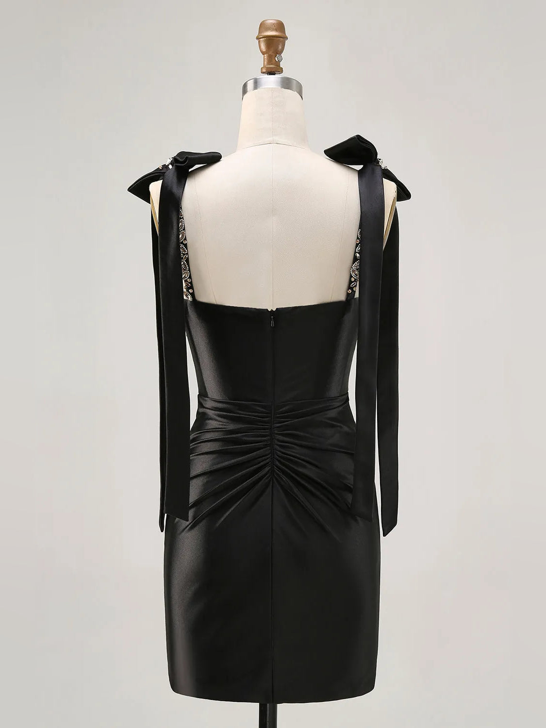 Black mini homecoming dress, alternate view showing the full-length profile
