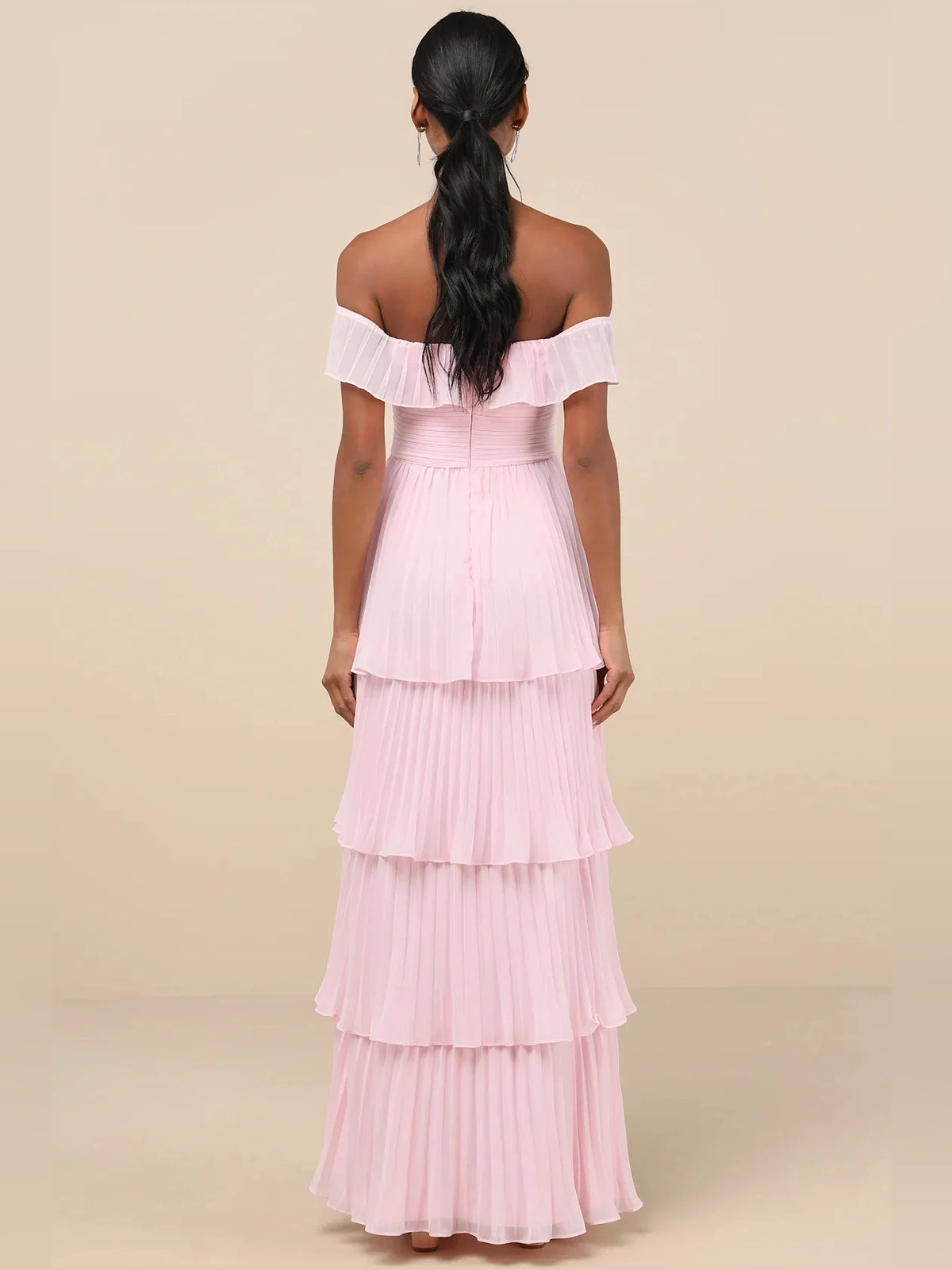 Pale Lemon maxi bridesmaid dress, alternate view showing the full-length profile