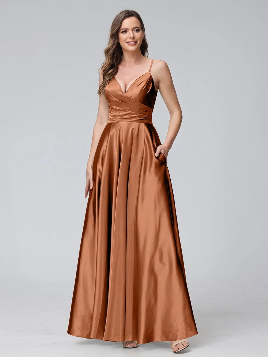 Burnt Orange ankle-length prom dress, alternate view showing the full-length profile