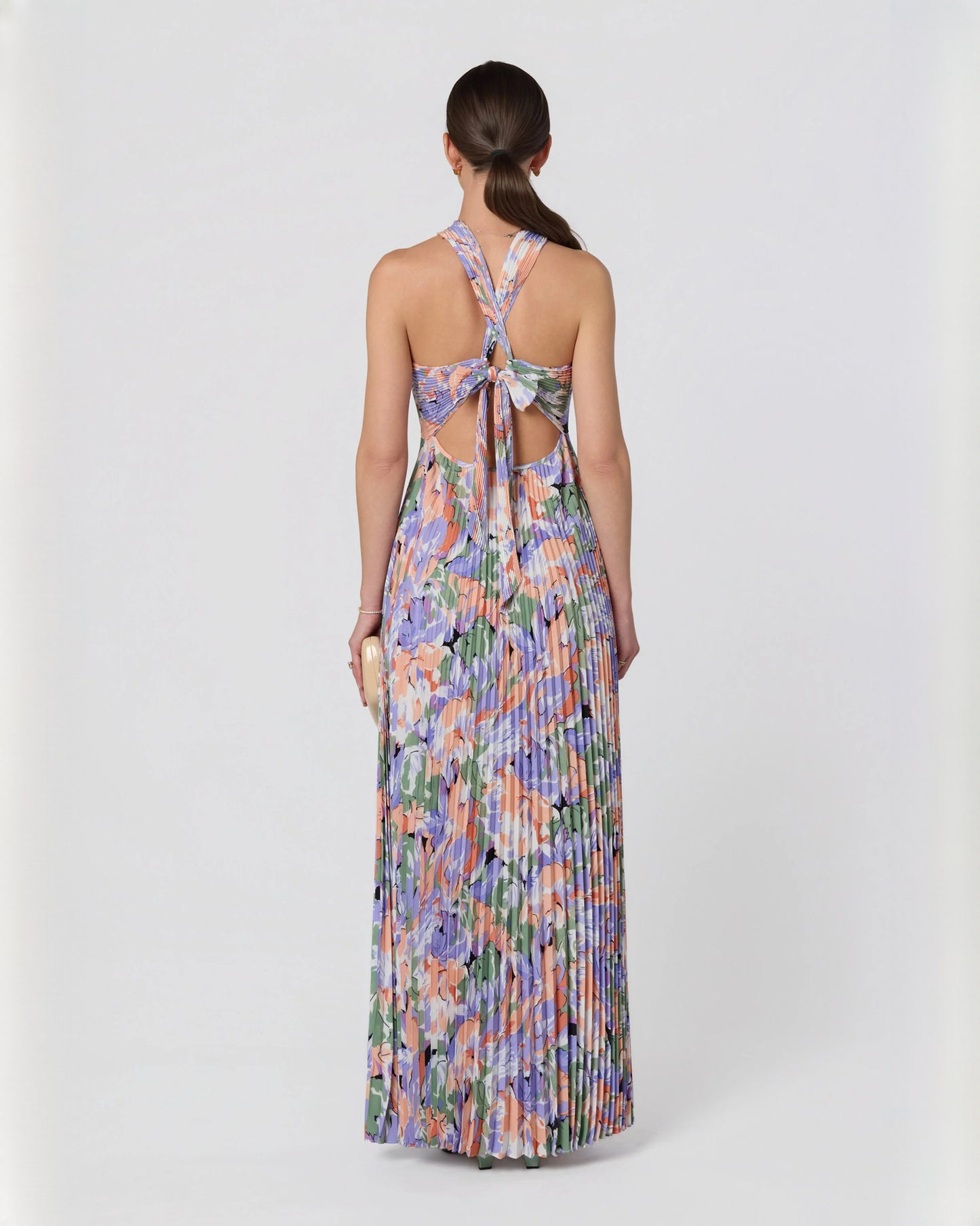 halter neck chiffon a-line maxi bridesmaid dress - image 6