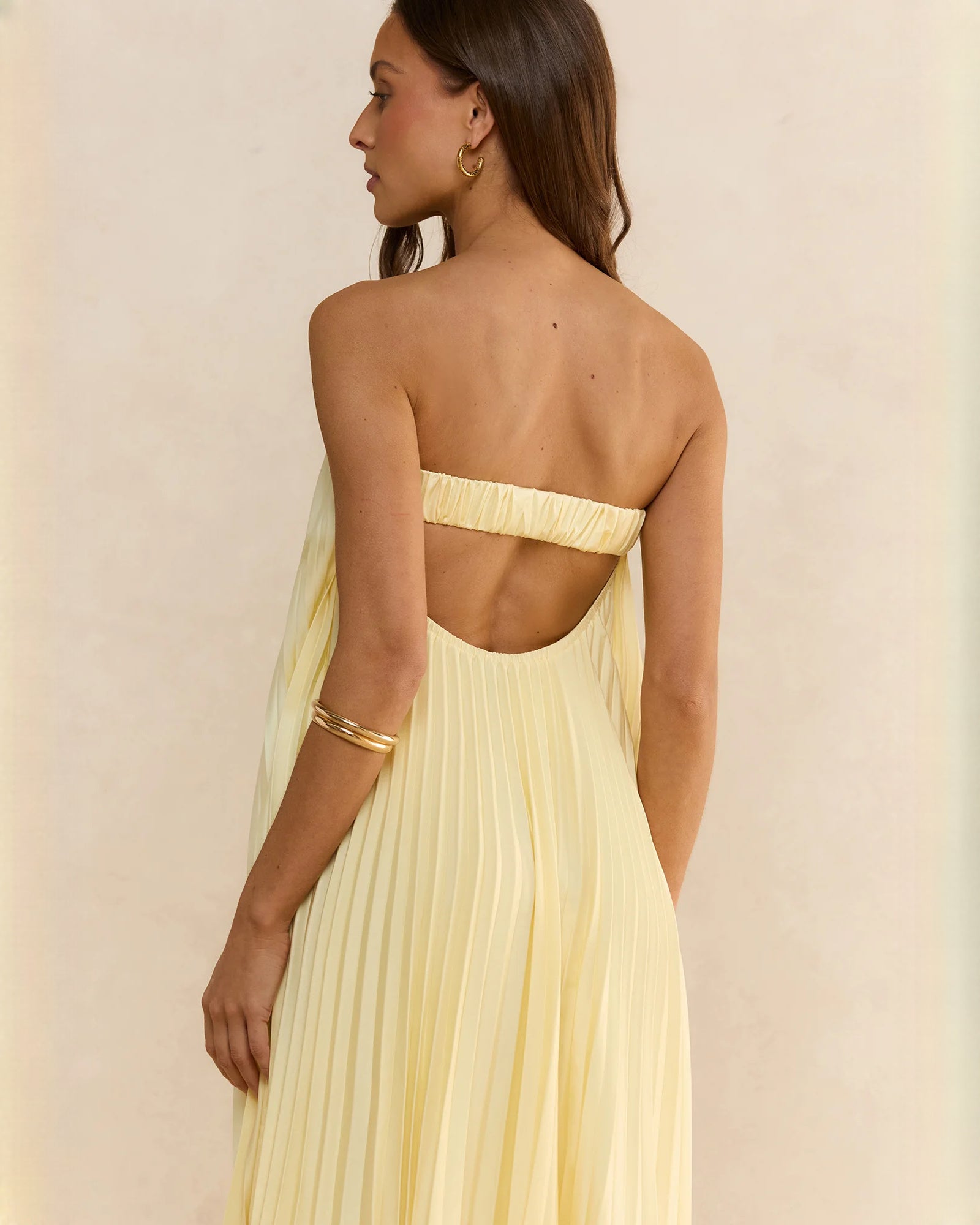 strapless chiffon a-line maxi bridesmaid dress - image 6