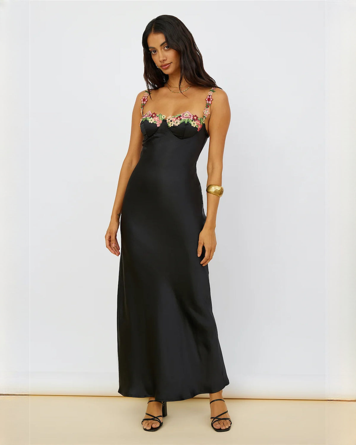 sleeveless satin a-line maxi bridesmaid dress - image 6