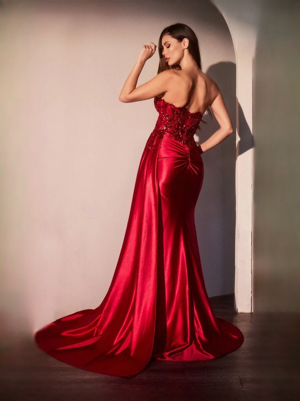 Dark Green floor-length prom dress, alternate view showing the full-length profile