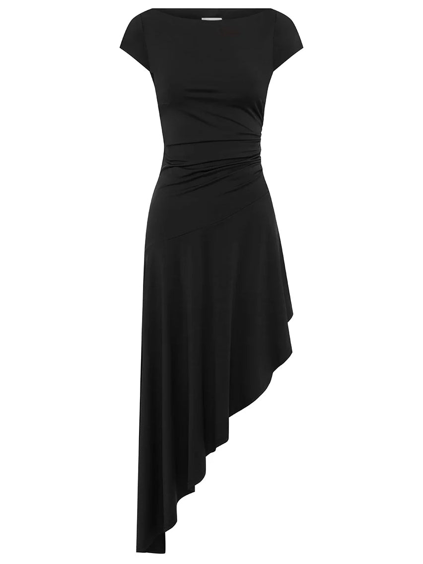 BLACK midi formal dress, alternate view showing the hem