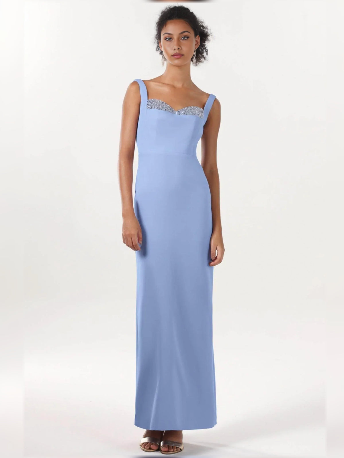 Light Blue sheath floor-length formal dress with sequins, alternate view