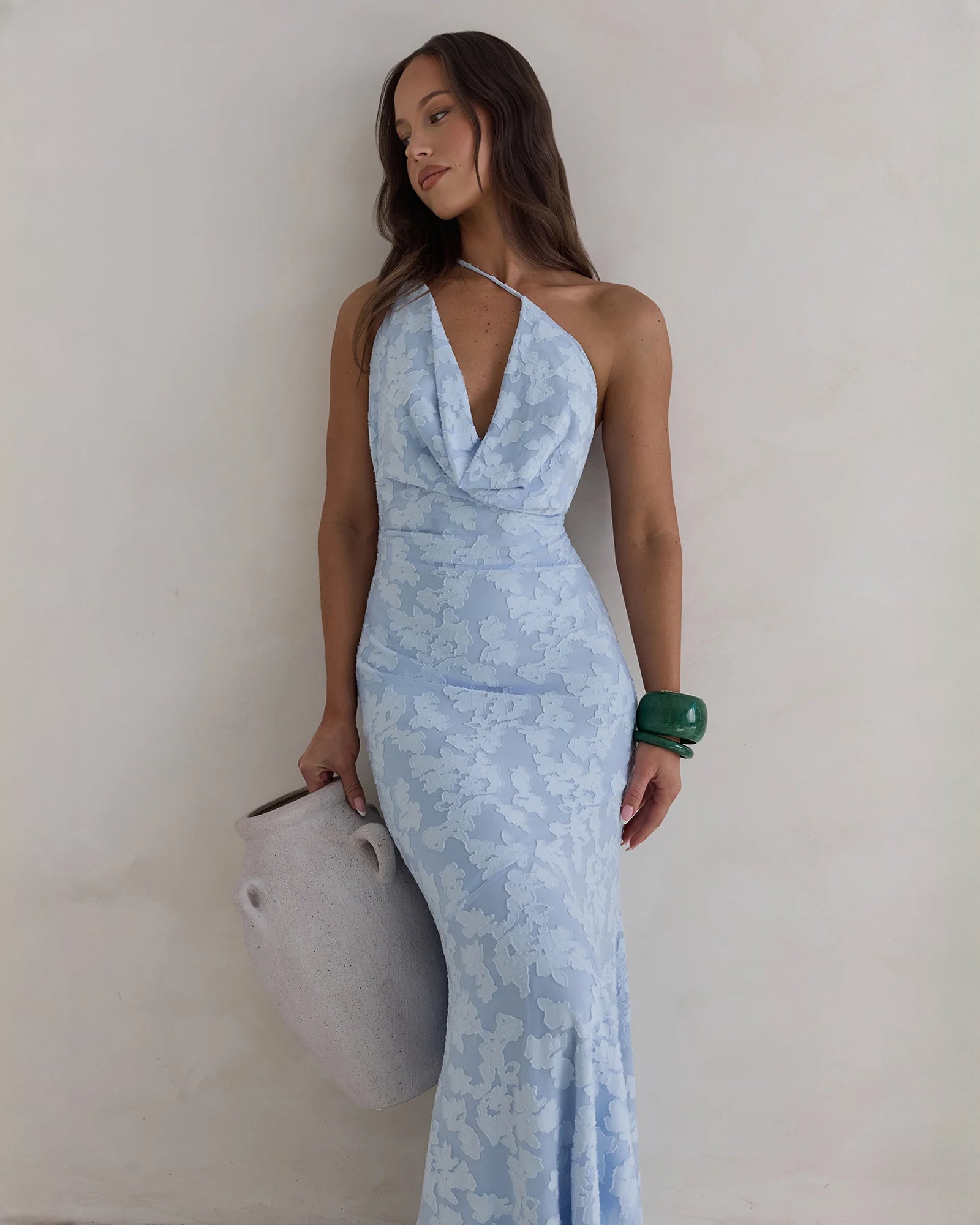 sleeveless mesh a-line maxi bridesmaid dress - image 6