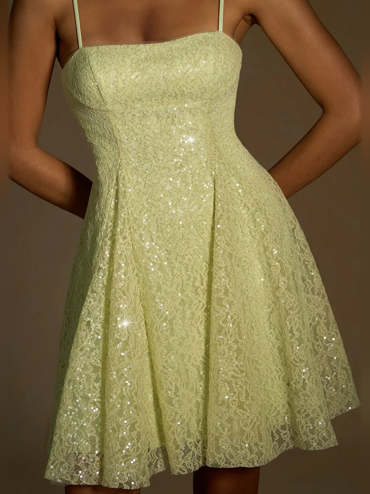 Sage Green mini homecoming dress, alternate view showing the full-length profile