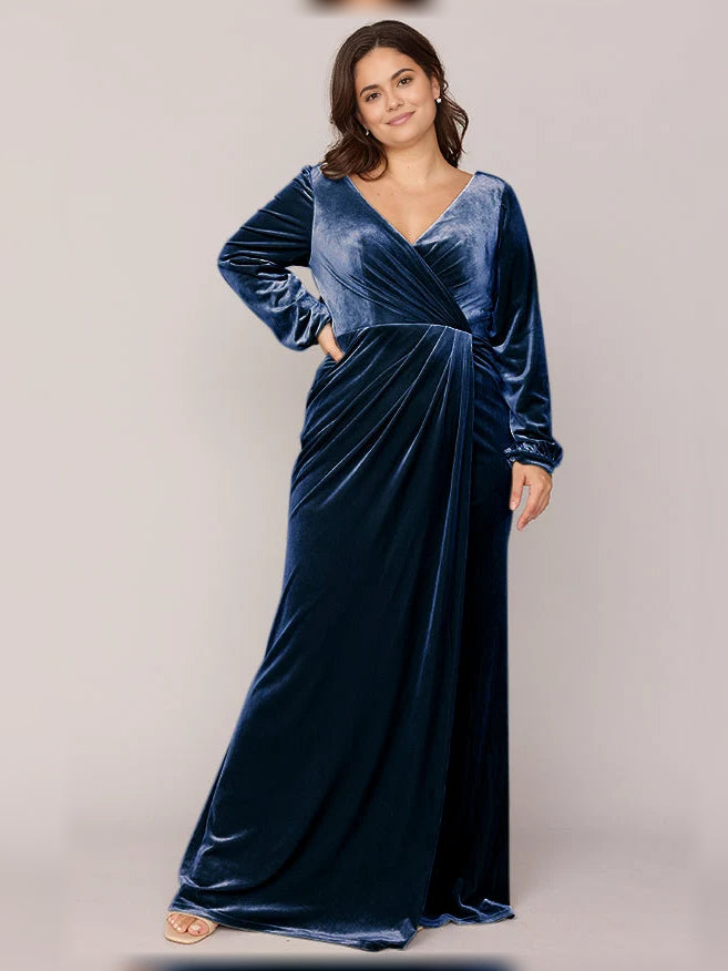 Navy Blue floor-length bridesmaid dress, alternate view showing the full-length profile