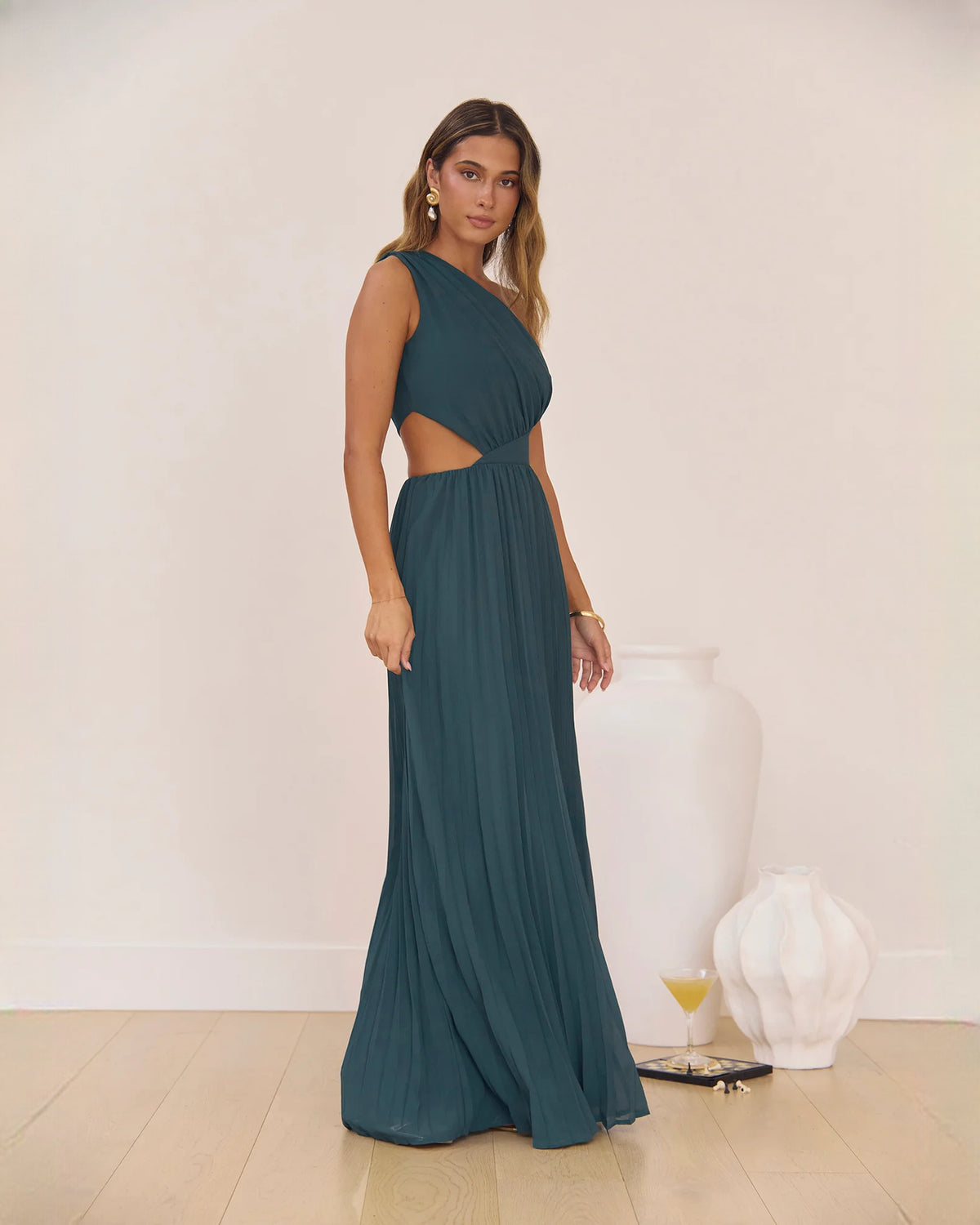 one-shoulder chiffon a-line maxi bridesmaid dress - image 6