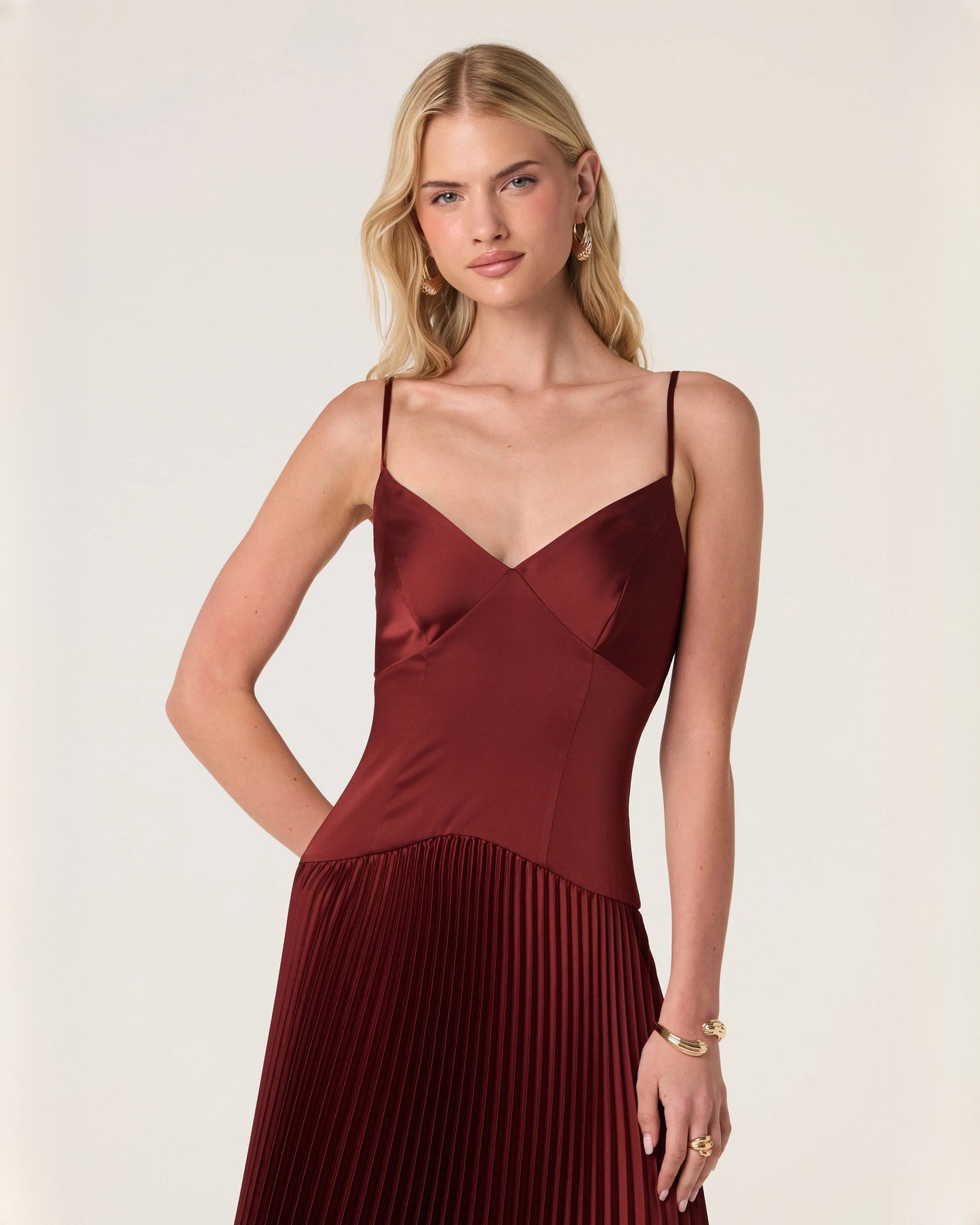 sleeveless satin a-line maxi bridesmaid dress - image 6