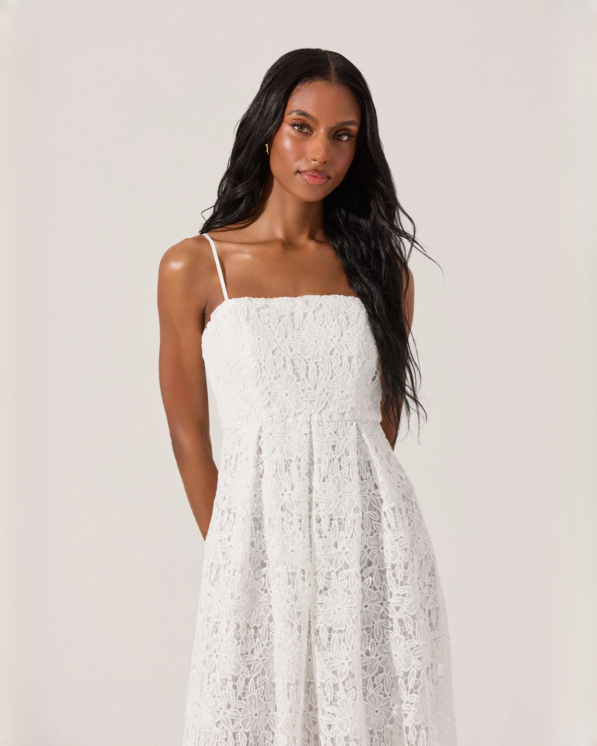 sleeveless mesh a-line midi bridesmaid dress - image 6