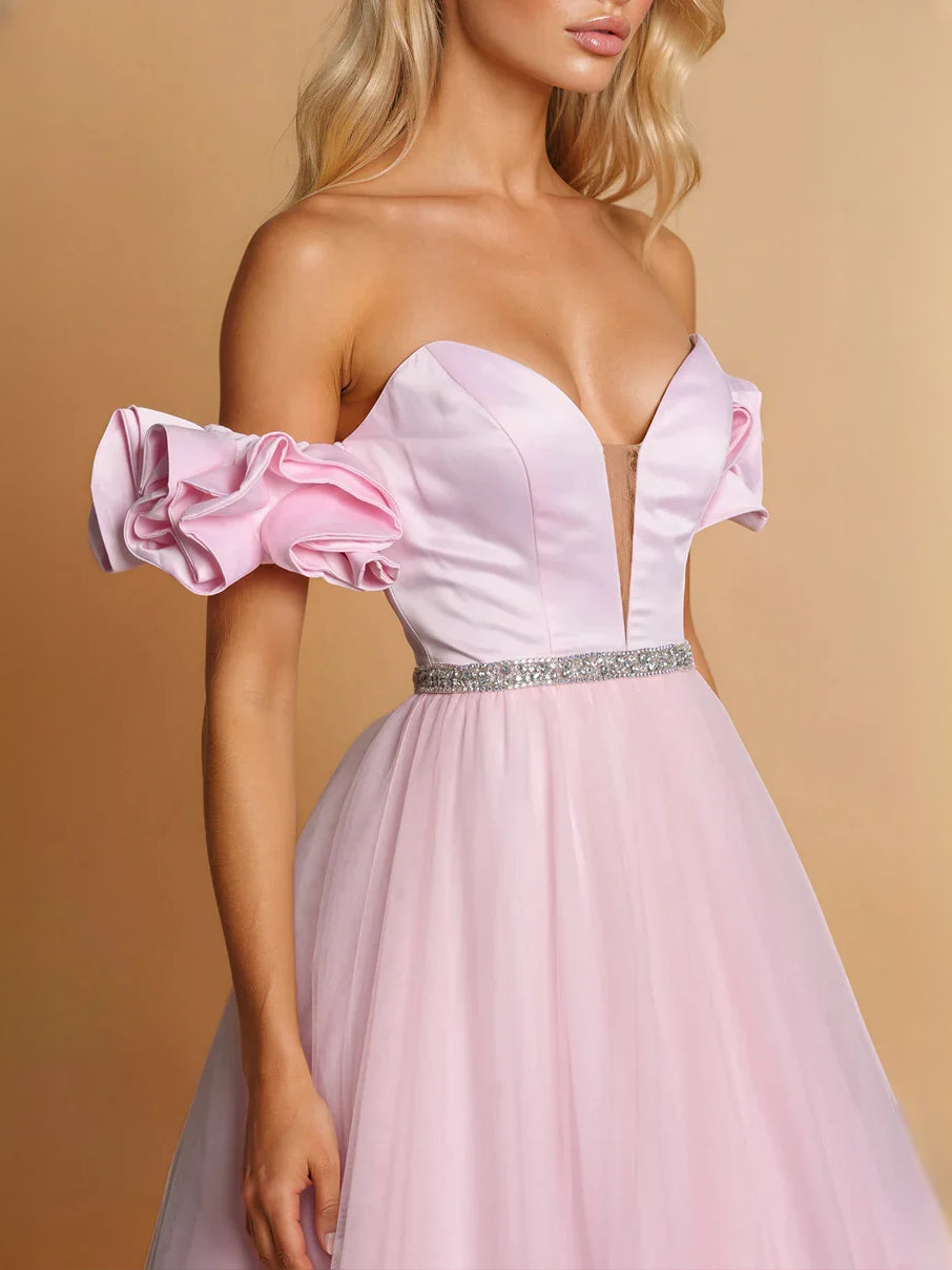 White floor-length prom dress, alternate view showing the full-length profile