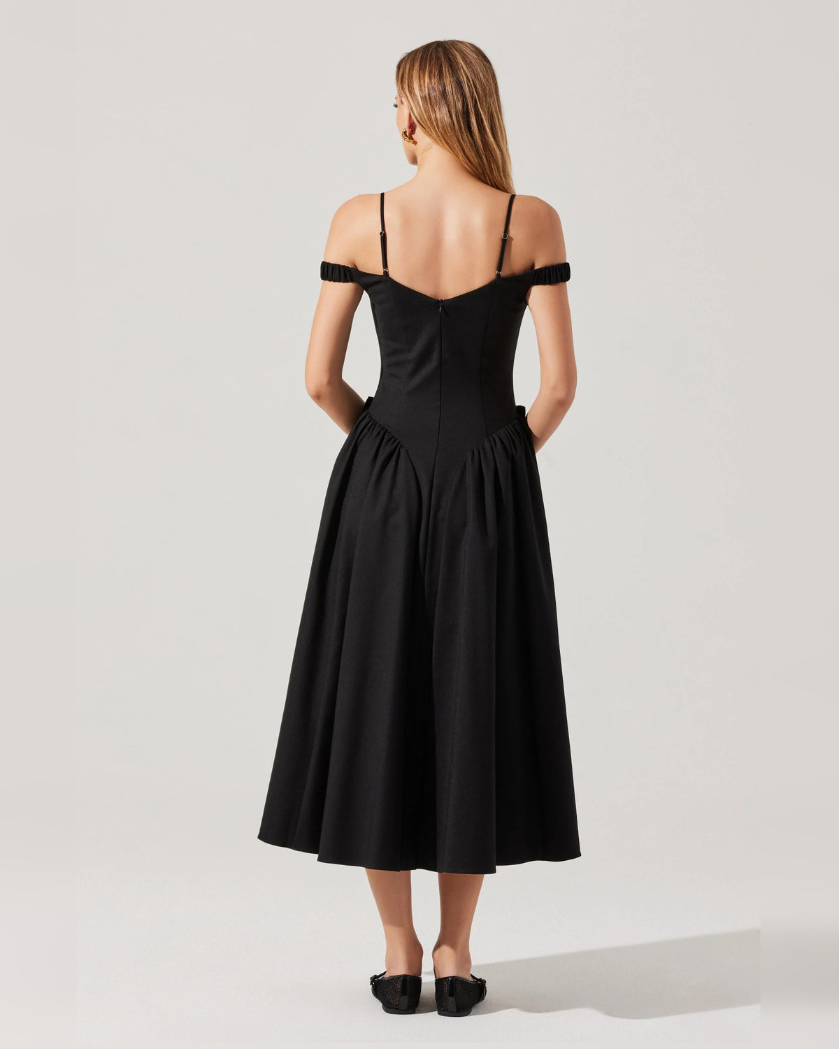 off-shoulder a-line midi formal dress - image 6