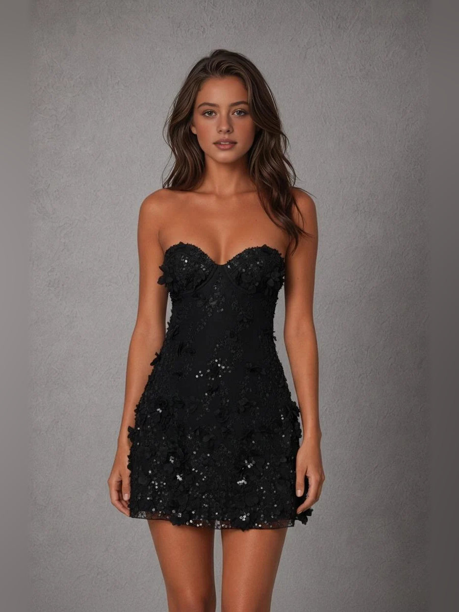 Pink mini homecoming dress, alternate view showing the full-length profile