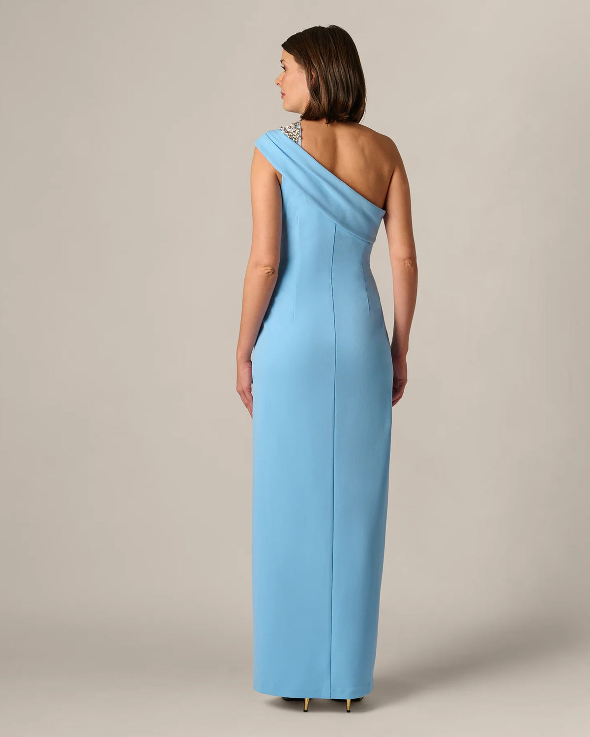one-shoulder sheath maxi mother of the bride dress - image 6