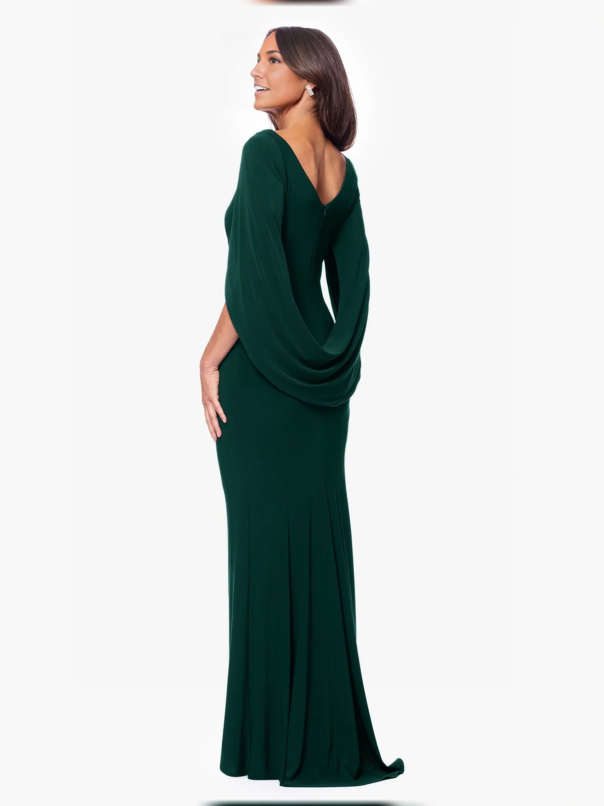 Teal floor-length mother of the bride dress, alternate view showing the full-length profile