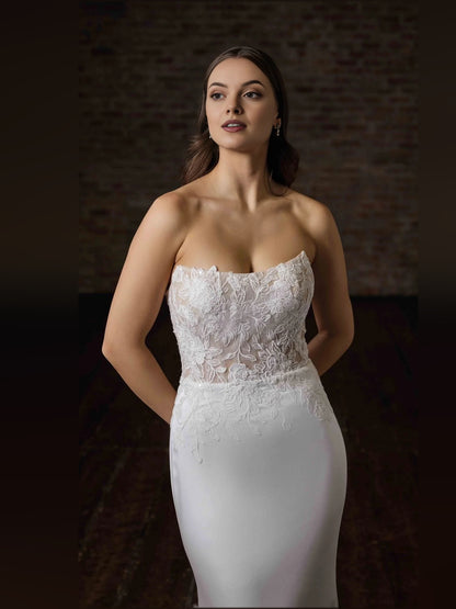 White floor-length wedding dress, alternate view showing the full-length profile