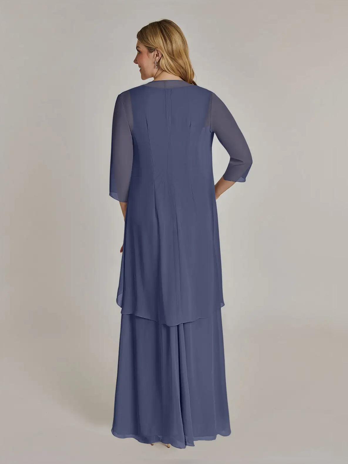 Cabernet maxi mother of the bride dress, alternate view showing the full-length profile
